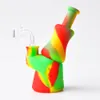 Hoge kwaliteit 6.7 "Silicone Bong met 4mm Quartz Banger DAB Rook Rook Pipe Glass Bong Recycler Bubbler