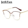 Groothandel-luxe Merk Designer Gold Cat Eye Brillen Frame WOMT Bril Metalen Bruin Frame Optische Bril Frame Clear Lens