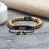 Gold Lion Bracelet For Men Black CZ Gold Anchor Bracelets With 8mm Stainless Steel Beads Jewelry