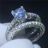 2018 Vintage ring set Diamond Cz Sona Stone 925 Sterling silver Engagement wedding band ring for women Bridal Finger Jewelry Gift