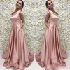 New Sexy Pink Mermaid Prom Dresses Satin One Shoulder Sleeveless Open Back Cheap Floor Length Plus Size Party Evening Gowns