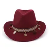 Qiuboss Richard Petty Stetson kände Western Cowboy med etniskt band australisk slät finish Wool Felt Fedora Hat For Men Women2577