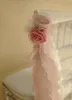2019 organza ruches bloemen bruiloft stoel sjerpen romantische mooie stoelhoezen goedkope op maat gemaakte bruiloft benodigdheden C02