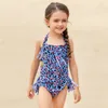 2019 sommer Kinder Quaste badeanzüge mädchen leopard Hosenträger prinzessin bademode kinder kreuz binden backless strand schwimmen Y1487