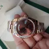 Luxury High Quality Watch 41mm 21823583215 Brown Dial 18K Rose Gold Bracelet Double Calendar Automatic Men039s Watch Watches6384319