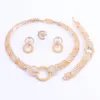 African Jewelry Sets Gold Color Flower Shape Crystal Necklace Earrings Sets Fashion Wedding Elegant Costume Jewelry Set