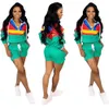 Women Casual 2 Piece Outfits Spring Long Sleeve Striped Hoodies And Drawstring Short Pants Sets Hot Sale Tracksuit 3XL