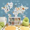 Custom Photo Wallpaper 3D Cartoon World Map Murals Children's Bedroom Girls And Boys Bedding Room Background Wall Paper 3D Decor