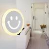 Lámpara de pared acrílica LED Simple Creative Dormitorio Pared Luz Al Aire Lámpara Redonda de Aleación Color