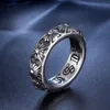 Fashion Men Punk Vintage Retro Cross Ring Cool Stainless Steel Letter Print Ring Titanium Jewelry Gothic Male Hip Hop