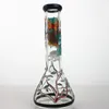 420 Belle Design bong en verre à fond de bécher Narguilés 12 "narguilés Rasta conduites d'eau capiteuses 18,8 mm bongs de marque commune