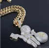 ICED OUT MONEY BOY PENDENTE PLACCATO ORO 14K Micro Pave Cubic Zircon Ciondolo Gioielli di moda per regalo