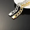 15mm Miami Cuban Link Chain Necklaces 30 16 18 20 22 24Inches 18K Gold Plated Iced Out Bling Rhinestone Chains Silver Rose Gold Fa300v