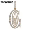 Topgrillz hip hop rapper tyga g ice out pingente micro pave cz design com grande fiança para homens jóias presente j190713