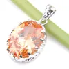 925 Silver Oval Champagne Morganite Gems Pendants LuckyShine New Exquisite For Lady Charming Jewelry Necklaces Pendants