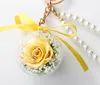 Preserved Rose Flower In Acrylic Ball Key Chain Immortal Flower Tassel Romantic Gift Valentine039s Day Birthday1405026