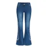 JAYCOSIN jean femme jean broderie bouton pantalon maman pantalon cloche-bas Vaqueros Mujer jeansy damskie pantalon 507