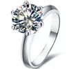 Qyi 925 스털링 실버 반지 여성 약혼 반지 라운드 시뮬레이션 다이아몬드 결혼 선물 메인 스톤 크기 1 / 1.5 / 2 / 4 Ct Y19061003