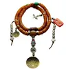 Tibétain vieilli en os de yak 108 cordes à la main corne de yak perles de bouddha turquoise bracelet collier
