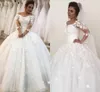 Abito da sposa con applicazioni di pizzo floreale 3D Collo a spalle scoperte Mezze maniche Abito da ballo Abiti da sposa Taglie forti Vestidos De Novia AL2694