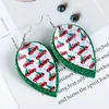 Accessori per orecchini Eardrop per ragazza di vendita calda in stile europeo di Natale Regalo Gioielli in pelle PU Ciondolo con stampa multipiano Orecchini con nappe di piume