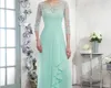 Gasa Aline Vestidos para madre de la novia Cremallera redonda con botones Espalda hasta el suelo Plisados Vestidos formales de noche elegantes 5749936