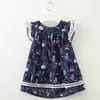 Baby Girls Floral Flying-Sleeve Sukienki Dzieci Bawełniane spódnice kwiatowe Dzieci Letnie butiki Ubranie bardzo dobrej jakości