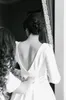 2019 Novo Crepe A-Line Vestidos de Noiva modestos com mangas compridas v Voltar Templo Simples Vestidos de Noiva Personalizados Made Sold Vestidos de Casamento