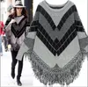 2019 가을 여성 스웨터 Batwing Knitwear 슬리브 술 밑단 느슨한 풀오버 블라우스 불규칙 망토 Poncho 케이프 뜨개질 스웨터