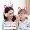 Funny Kids Headphone Led Light headset Unicorn Headphones Girl Cartoon Gamer PC fone de ouvido dobrável Música Jogos Overear Headset Auriculares