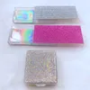 Glitter Rhinestone Lash Case 3D Mink rzęsy Puste Niestandardowe pudełka do pakowania Glitter Rhinestone Lashes Przypadki bez rzęs GGA3220