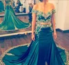 Trendy Two Pieces Mermaid Prom Dresses Juniors Applique Satin Green 2020 Formal African Plus Size Party Gowns Robe De Soiree Evening Train