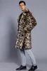 Mode Männer Winter Faux Pelz Jacke Druck Leopard Langarm Revers Kragen Dicke Warme Mode Mann Mantel Lang Plus Größe 3XL Heißer Verkauf