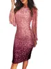 Kvinnor Sequins Elegant Klänning Vår Sommar Boho Party Tassel Full Långärmad Mini Klänning Sexig Robe Femme Klänningar