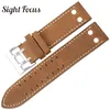 20mm 22mm Crazy Horse Calf Läderband för Hamilton Watch Band Rivet Mens Militär Pilot Khaki Field Aviation Watch Belts Uhr Y19052301