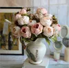 1 tas européenne artificielle pivoine Décoratif partie soie faux fleurs pivoines pour la Maison Hôtel Décor DIY Décoration De Mariage Guirlande