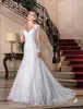Elegant Full Lace Mermaid Bröllopsklänningar Vestidos de Noiva V Neck Sheer Långärmade Tulle Applique Plus Storlek Bröllopsklänning Bröllopklänningar