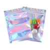 Flat Zip lock Bath Salt Cosmetic Bag One Side Clear Holographic Laser storage bag Mini Aluminum Foil Zip Lock Plastic Bags Thick