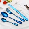 Multi-Colors Rainbow Set Set Servies Set Black Set Set Fork Mes Roestvrijstalen Silverware Home Servies Set