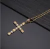Limonade coupe ronde croix pendentif Bling Micro pavé cubique Zircon 1 rangée croix pendentif collier pour hommes femmes cadeaux 206x