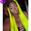 Ombre Neon vert jaune synthétique dentelle avant perruques avec des cheveux de bébé pré plumé vague de corps ondulé brésilien pleine dentelle perruques pour femme noire 3561796