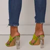 Sandalias transparentes de pvc a la moda ins, zapatos de mujer, zapatillas transparentes de tacón alto, chanclas sexis para mujer, chanclas de pasarela de verano zl10