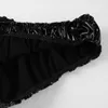 Sexiga herrar Wetlook faux läder ruffled underkläder set gay sissy latex bh toppar med bikini trosor underkläder manliga trosor187f