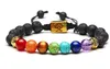 Yoga Handgemaakte 7 Chakra Levensboom Charm Armbanden Lava Stenen Multicolor Kralen Touw Armband Vrouwen Mannen Armbanden Armbanden