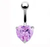 Cute Peach Heart Zircon Crystal Body Jewelry Stainless Steel Rhinestone Navel & Bell Button Piercing Rings for Women Gift