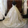 New Gorgeous Embroidery Beading Sweetheart Ruffled Organza Layered Grey Wedding Ball Gown Dress with Color Crystals Bridal Gowns