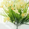 10PCS 인공 실크 꽃 난초 결혼식 장식 단일 cymbidium 진짜 접촉 꽃 홈 파티 축제 장식 선물 화 환