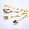 4Pcs/Set Gold Cutlery Knife Flatware Set Stainless Steel Tableware Western Dinnerware Fork Spoon Steak Travel Dinnerware Set VT1534