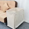 Iron Wire Frame Folding Storage Laundry Basket with Cover and Wheel