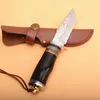 Special Offer Outdoor Survival Straight Hunting Knife VG10 Damascus Steel Drop Point Blade Ebony Handle Fixed Blades Knives